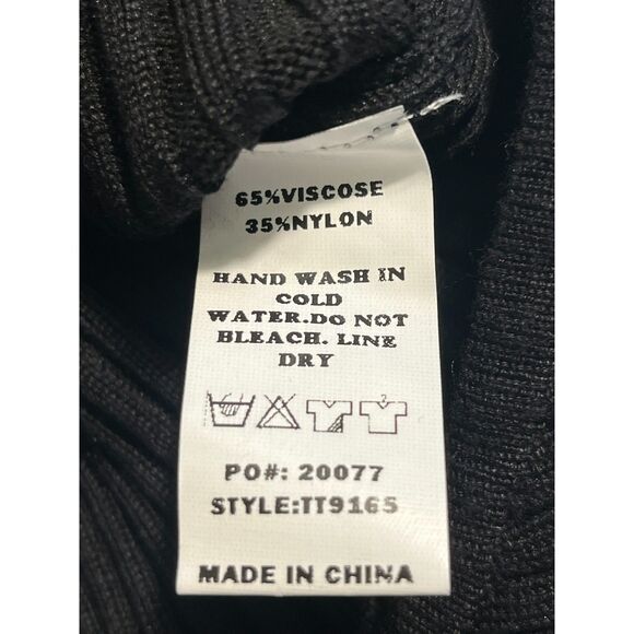 Thinkable Black Sweater Puff Sleeve Bodysuit Large Rusched Whimsigoth Cozy - Picture 7 of 7